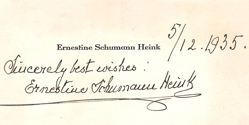 SCHUMANN-HEINK, Ernestine (1861-1936)